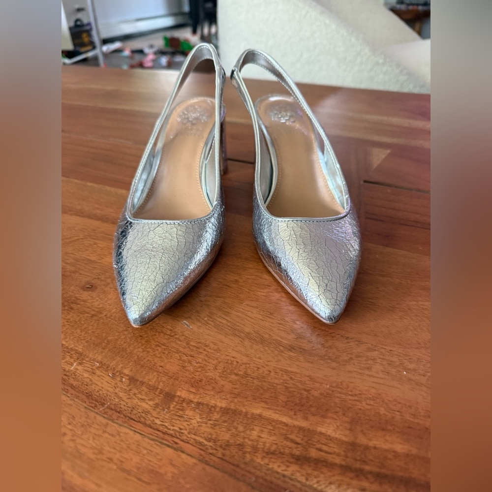 Vince Camuto Metallic Silver Slingback Heels